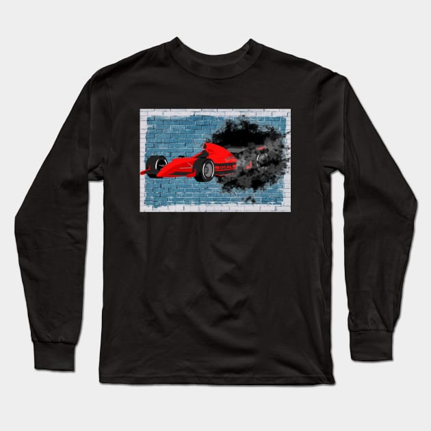 F1 car with a wall background from d hole Long Sleeve T-Shirt by TeeProDesigns